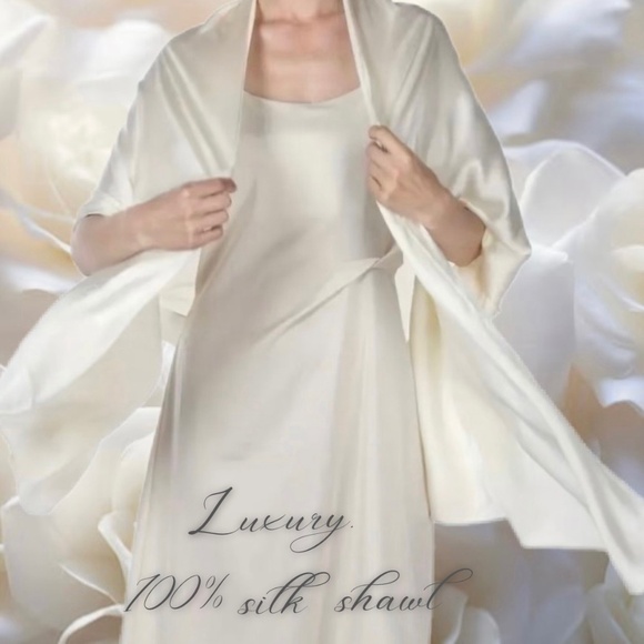 Luxury silk scarf Accessories - Luxury 100% SILK SATIN White Large Shawl Scarf Wrap Bridal Cover up Wedding gift
